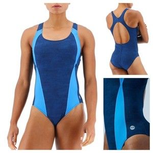 NWT TYR Women's Sandblasted Max Splice Controlfit Swimsuit Navy Blue One Piece 8